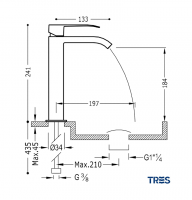 MONOMANDO LAVABO CUADRO-TRES TRES GRIFERIA